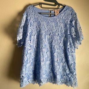 Beautiful Philosophy blue lace blouse